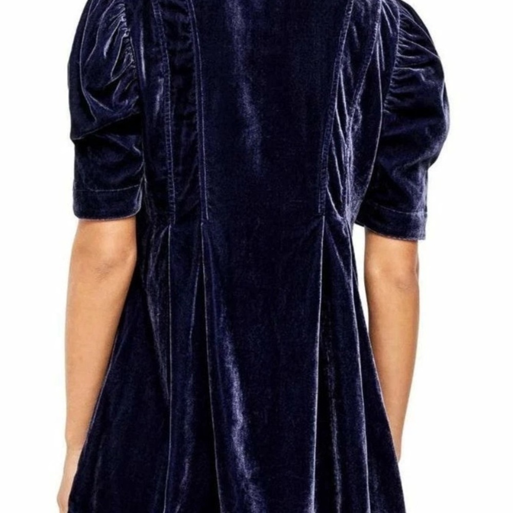 FREE PEOPLE Velvet Blue Tunic Boho Mini Dress Medium - Picture 3 of 7